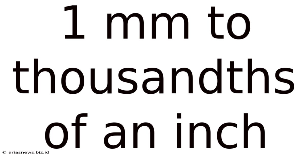 1 Mm To Thousandths Of An Inch