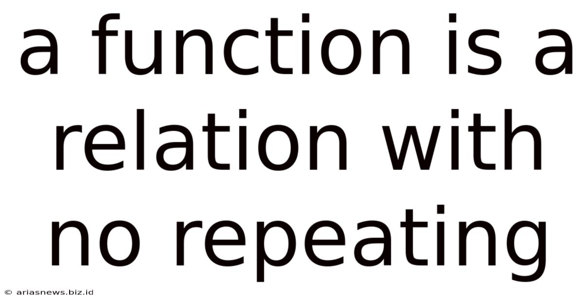A Function Is A Relation With No Repeating