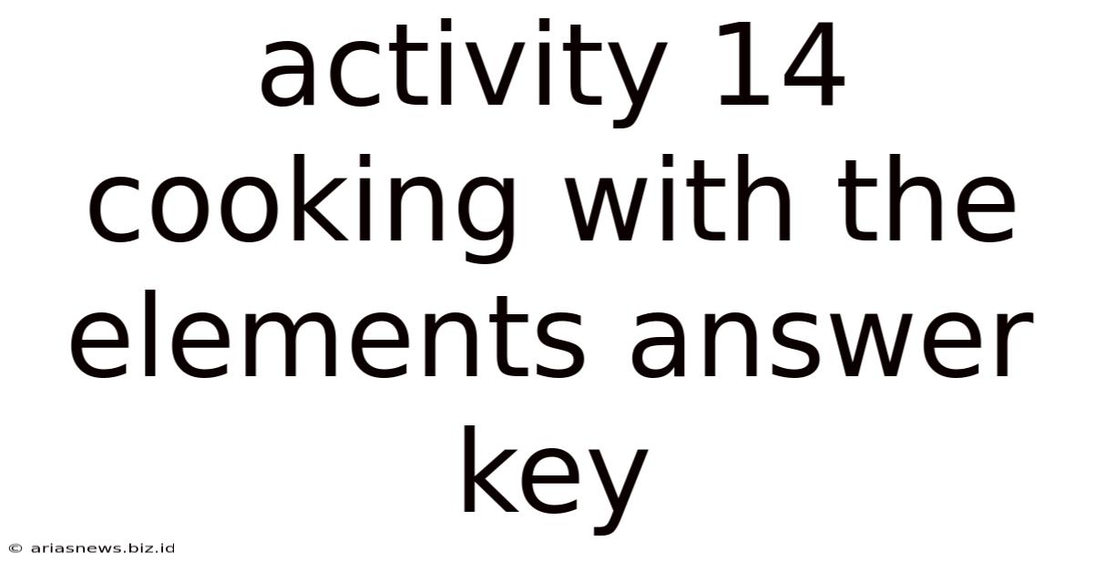 Activity 14 Cooking With The Elements Answer Key