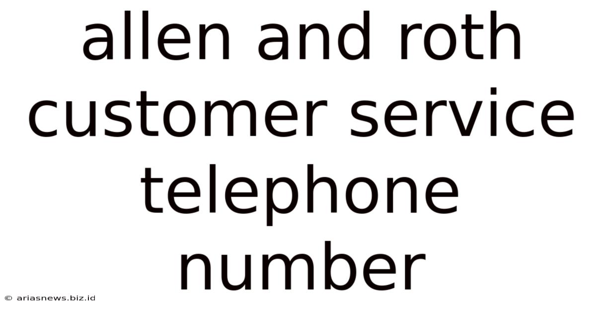 Allen And Roth Customer Service Telephone Number