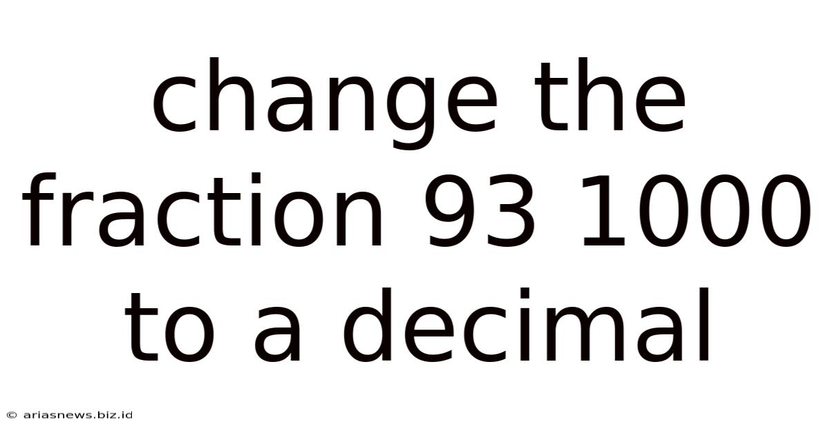 Change The Fraction 93 1000 To A Decimal