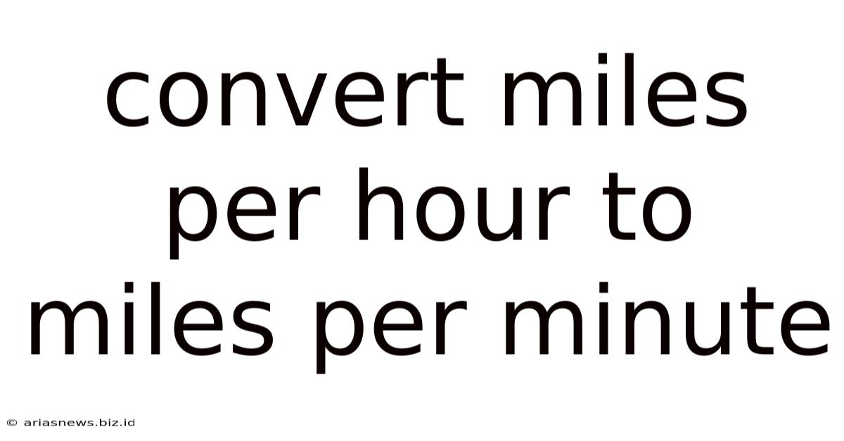 Convert Miles Per Hour To Miles Per Minute