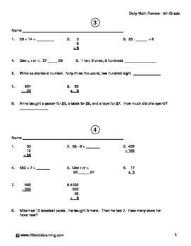 Daily Math Review 5th Grade Answer Key