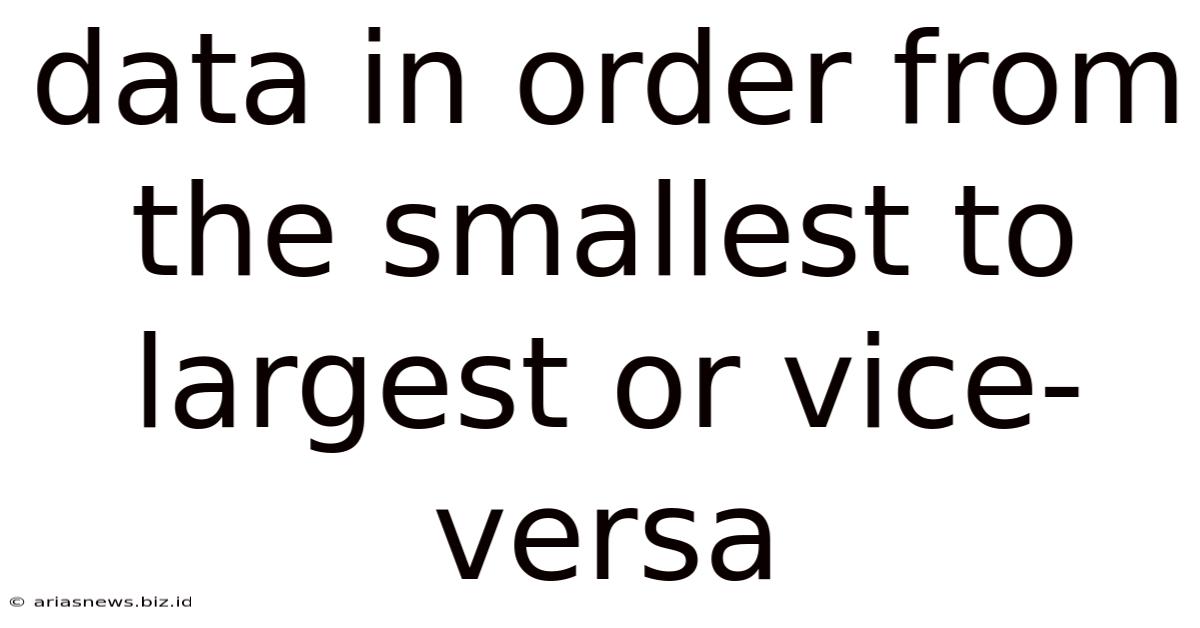 Data In Order From The Smallest To Largest Or Vice-versa