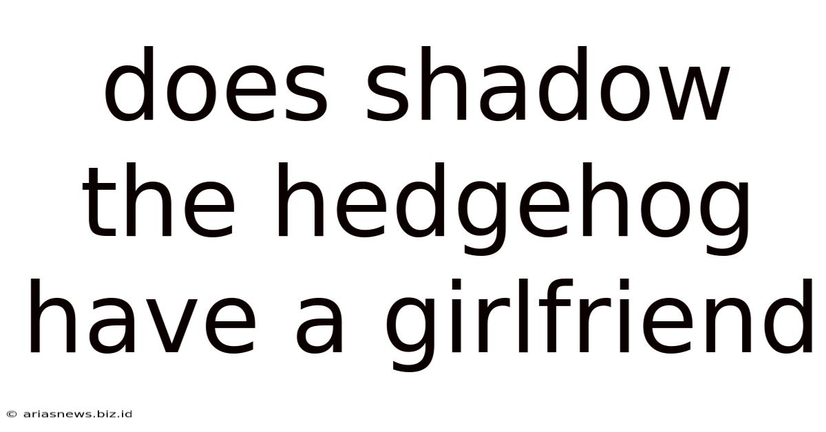 Does Shadow The Hedgehog Have A Girlfriend