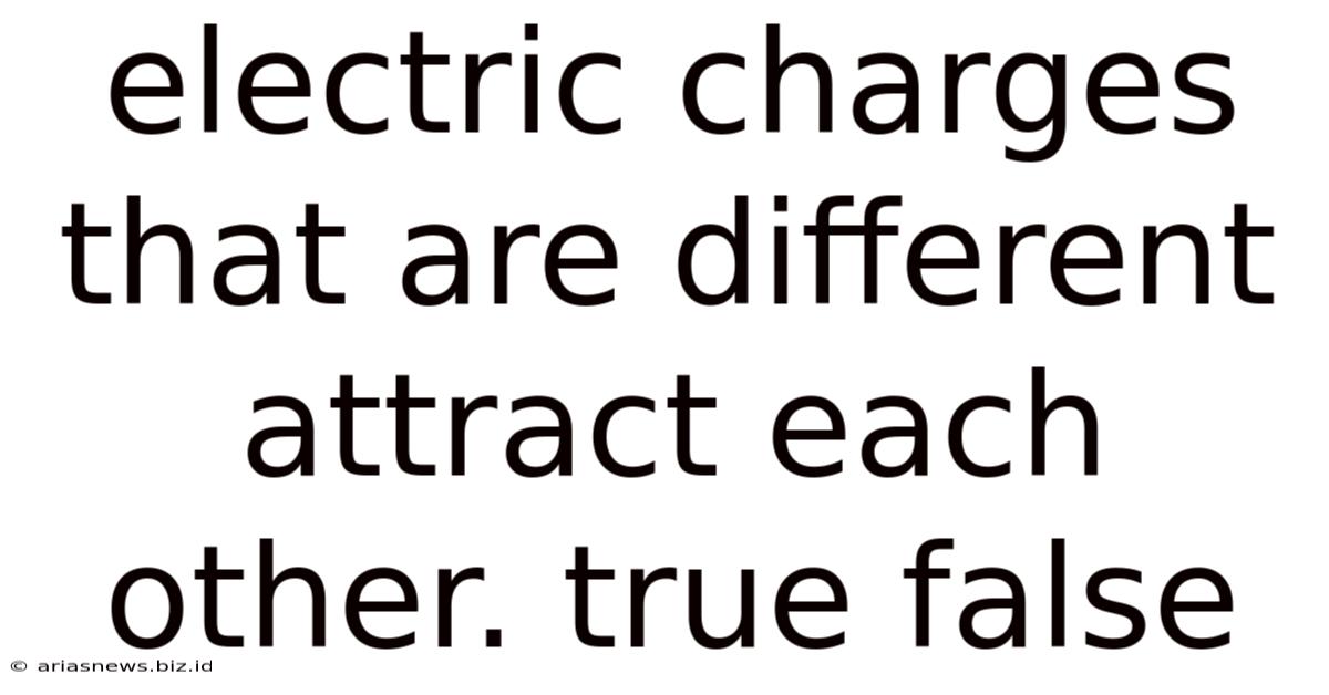 Electric Charges That Are Different Attract Each Other. True False