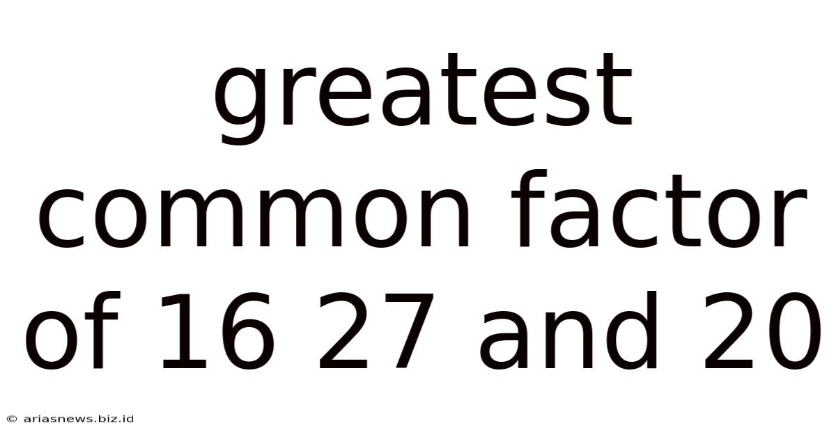 Greatest Common Factor Of 16 27 And 20