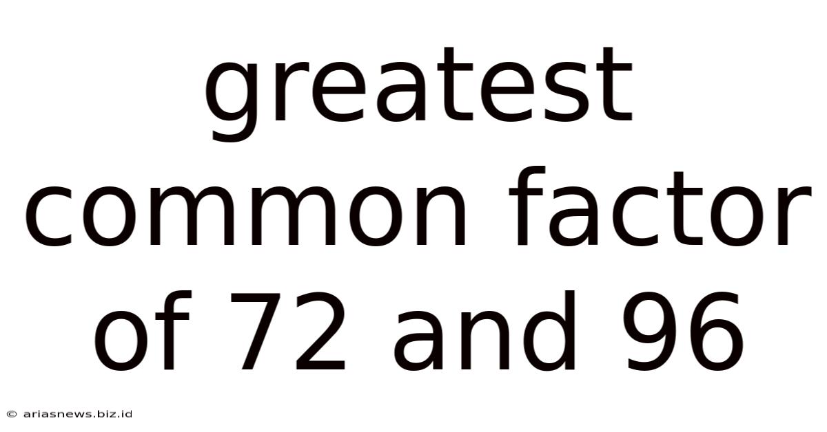 Greatest Common Factor Of 72 And 96