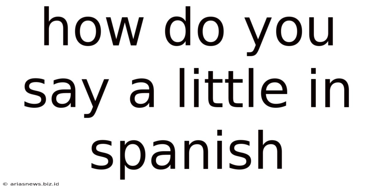 How Do You Say A Little In Spanish
