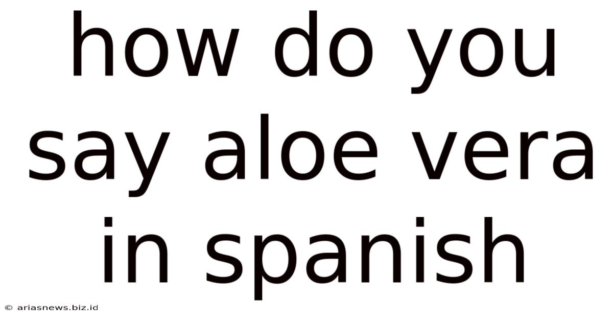 How Do You Say Aloe Vera In Spanish