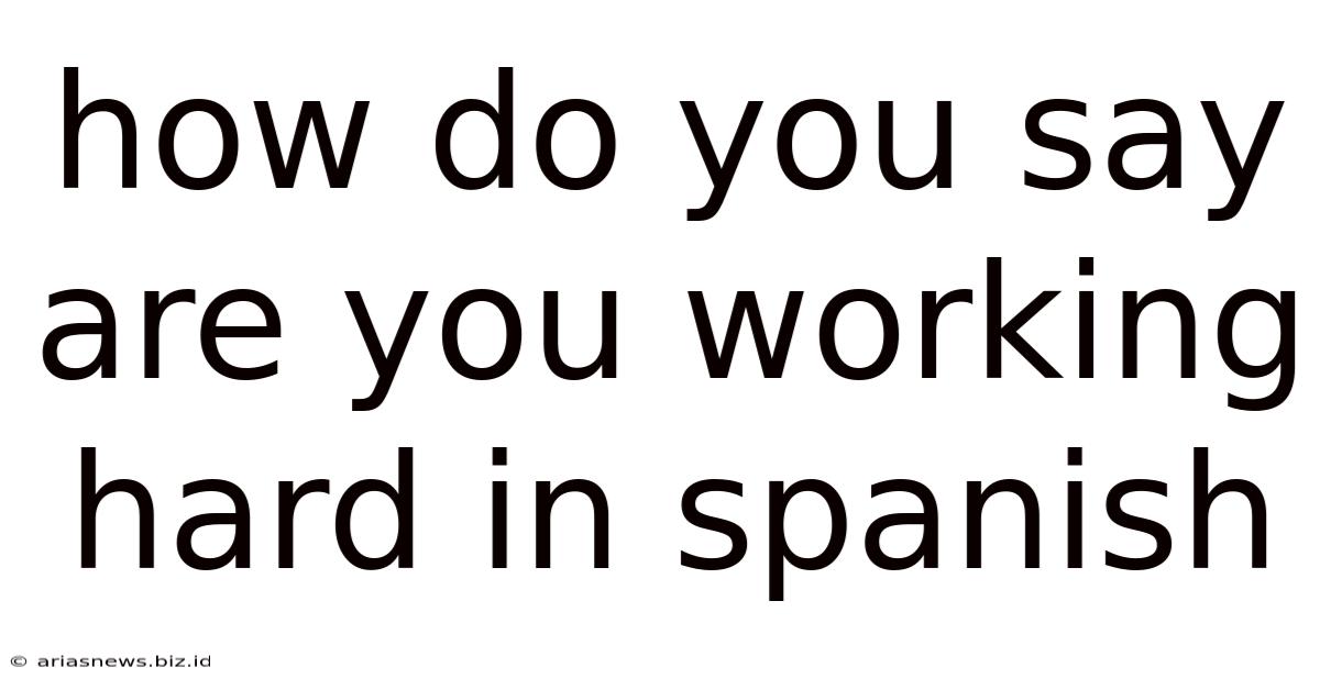 How Do You Say Are You Working Hard In Spanish