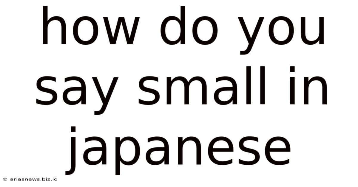 How Do You Say Small In Japanese