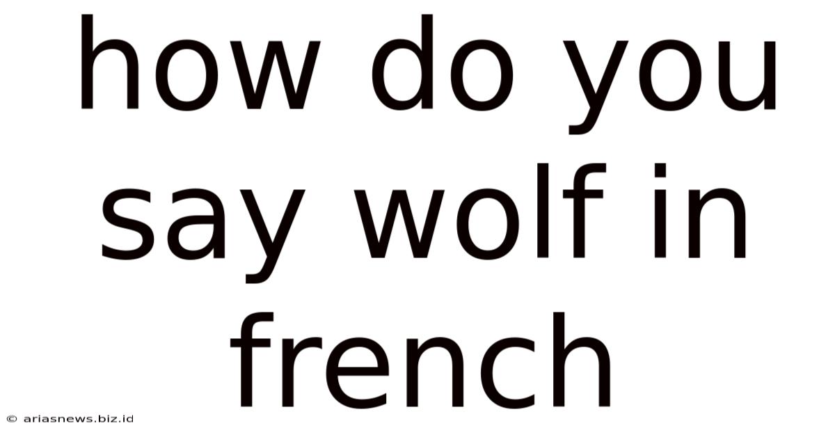 How Do You Say Wolf In French