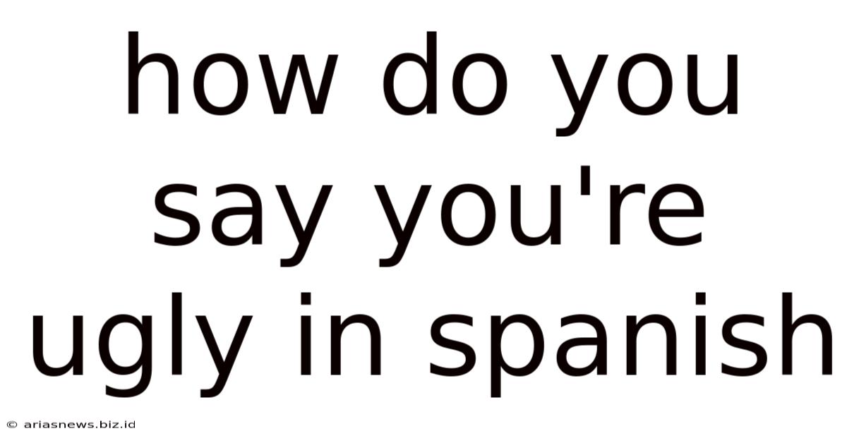 How Do You Say You're Ugly In Spanish