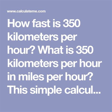 How Fast Is 350 Km Per Hour