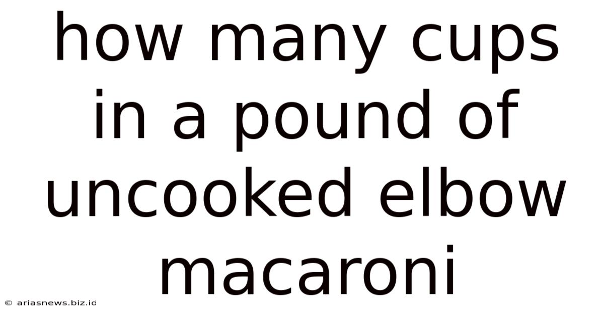 How Many Cups In A Pound Of Uncooked Elbow Macaroni