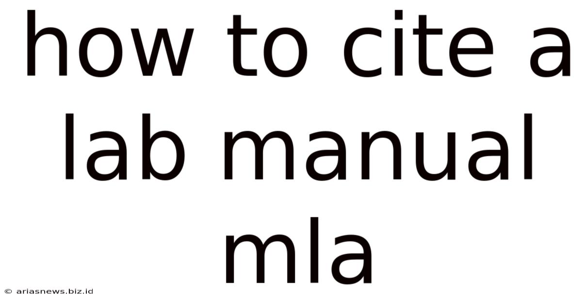 How To Cite A Lab Manual Mla