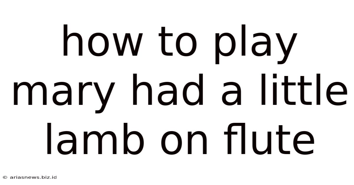 How To Play Mary Had A Little Lamb On Flute
