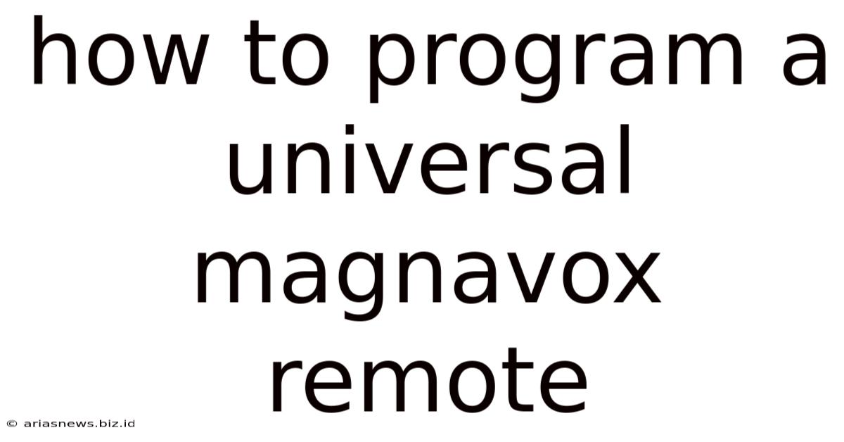 How To Program A Universal Magnavox Remote
