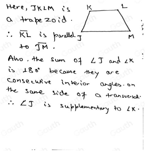 If Jklm Is A Trapezoid Which Statements Must Be True