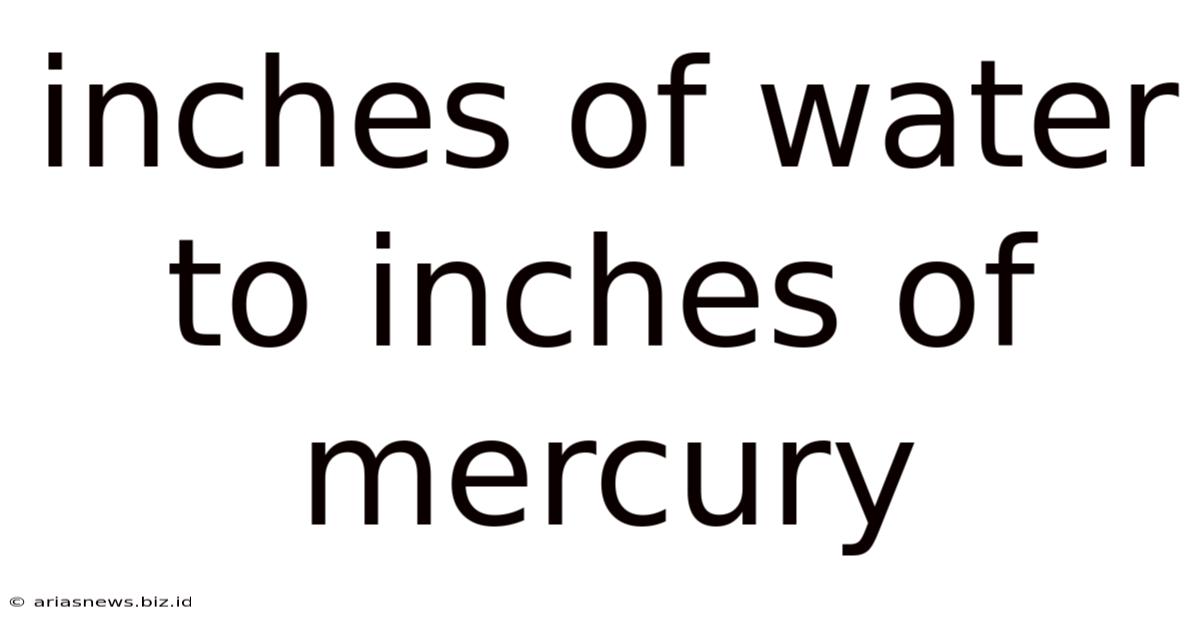 Inches Of Water To Inches Of Mercury