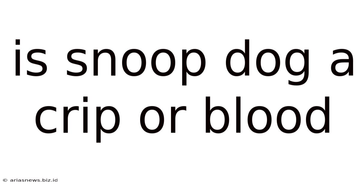 Is Snoop Dog A Crip Or Blood