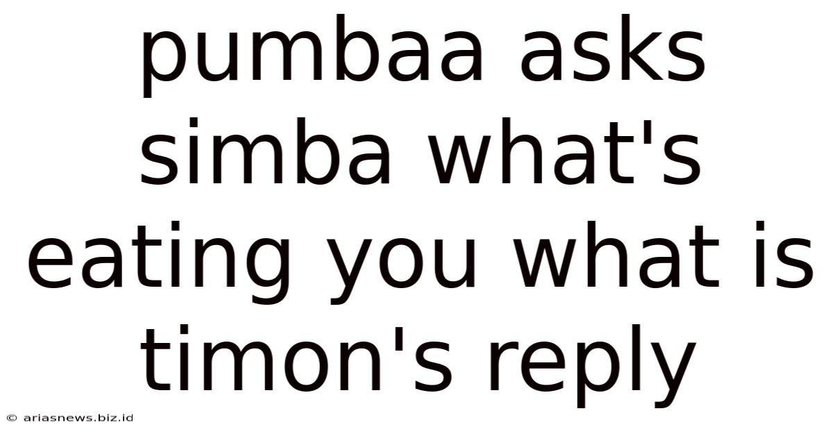 Pumbaa Asks Simba What's Eating You What Is Timon's Reply