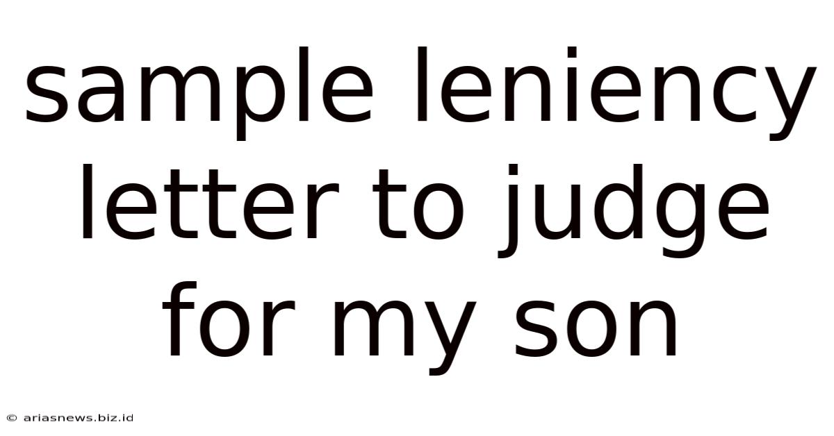 Sample Leniency Letter To Judge For My Son