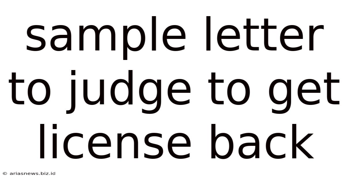 Sample Letter To Judge To Get License Back