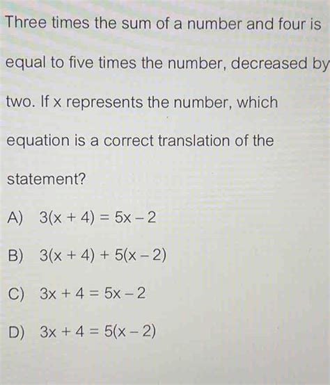 The Sum Of A Number And Four