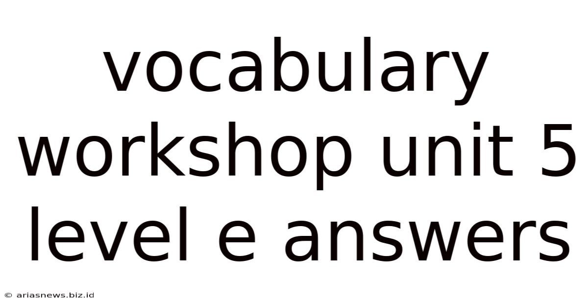 Vocabulary Workshop Unit 5 Level E Answers