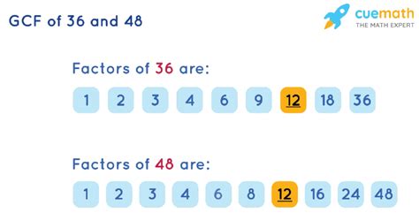 What Are The Common Factors Of 36 And 48