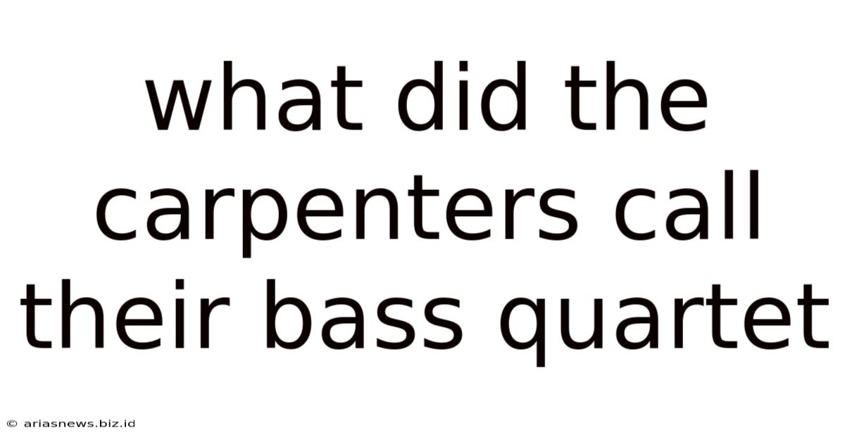 What Did The Carpenters Call Their Bass Quartet