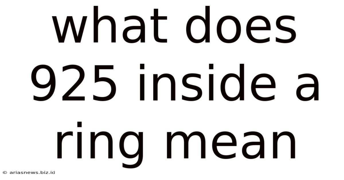 What Does 925 Inside A Ring Mean