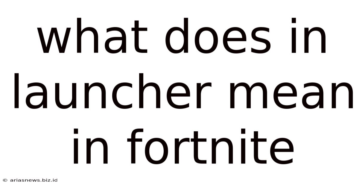 What Does In Launcher Mean In Fortnite
