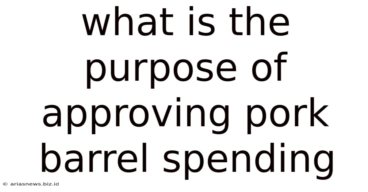What Is The Purpose Of Approving Pork Barrel Spending