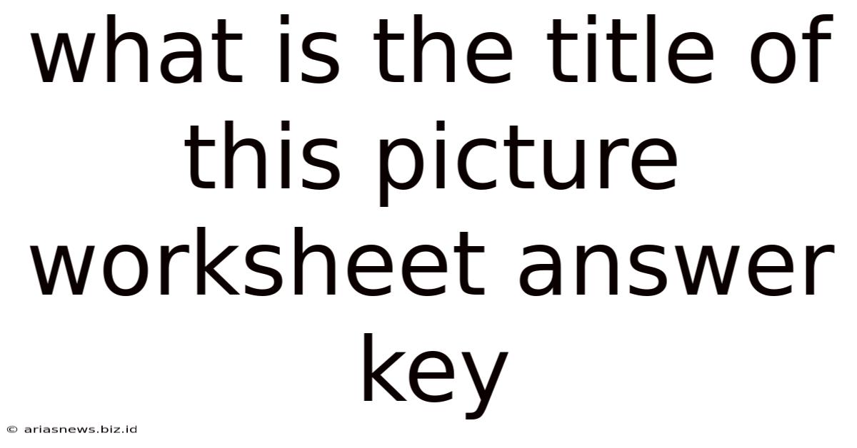 What Is The Title Of This Picture Worksheet Answer Key