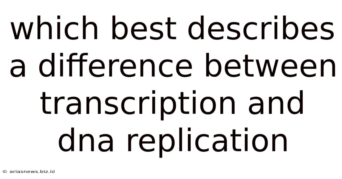 Which Best Describes A Difference Between Transcription And Dna Replication