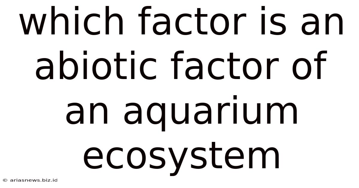 Which Factor Is An Abiotic Factor Of An Aquarium Ecosystem
