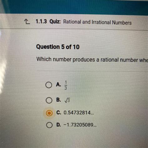 Which Number Produces A Rational Number When Added To 0.5