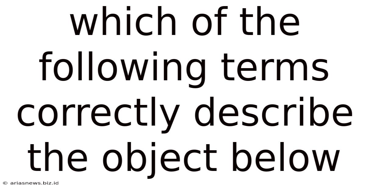 Which Of The Following Terms Correctly Describe The Object Below