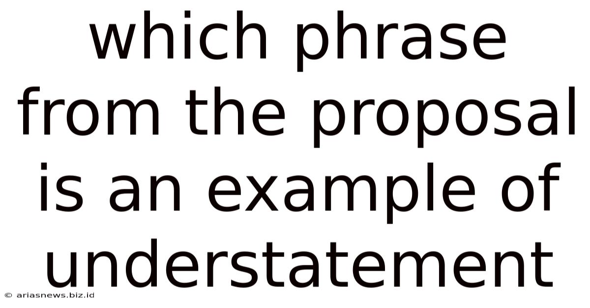 Which Phrase From The Proposal Is An Example Of Understatement