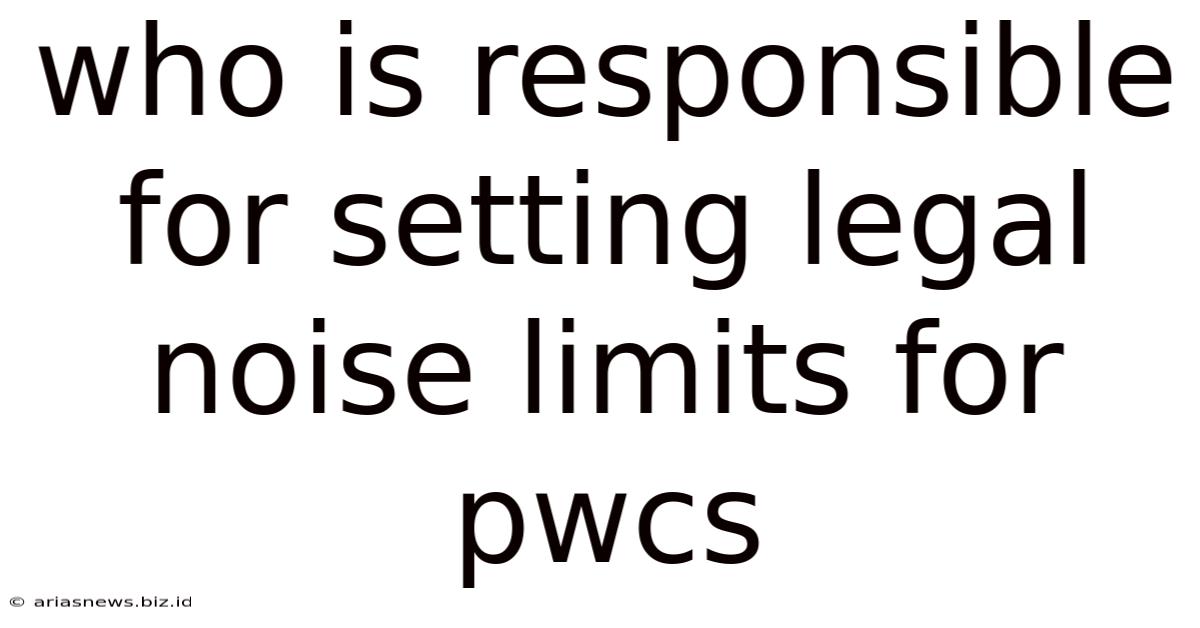 Who Is Responsible For Setting Legal Noise Limits For Pwcs