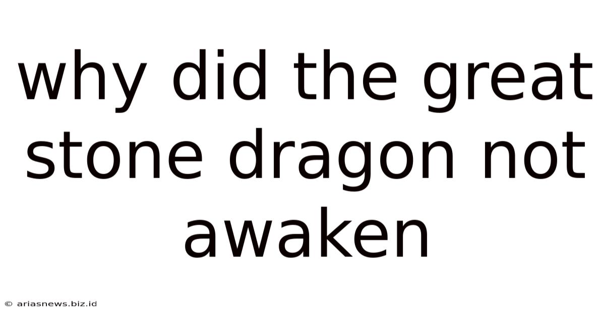 Why Did The Great Stone Dragon Not Awaken